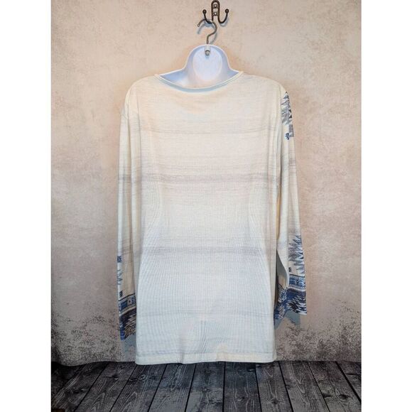 Long sleeved lace-up neckline tunic top 2X - Picture 3 of 4